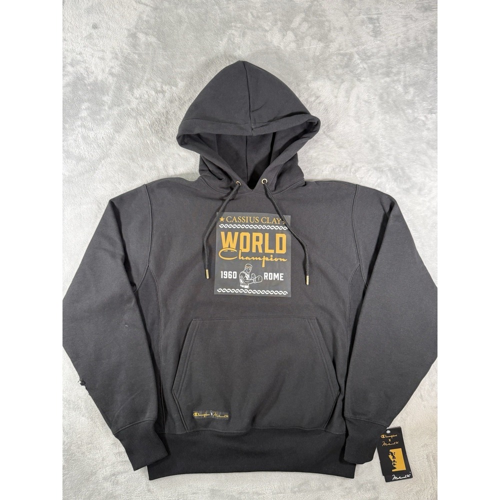 Champion Muhammad Ali Hoodie Men's Medium Black Pullover New With Defects‎